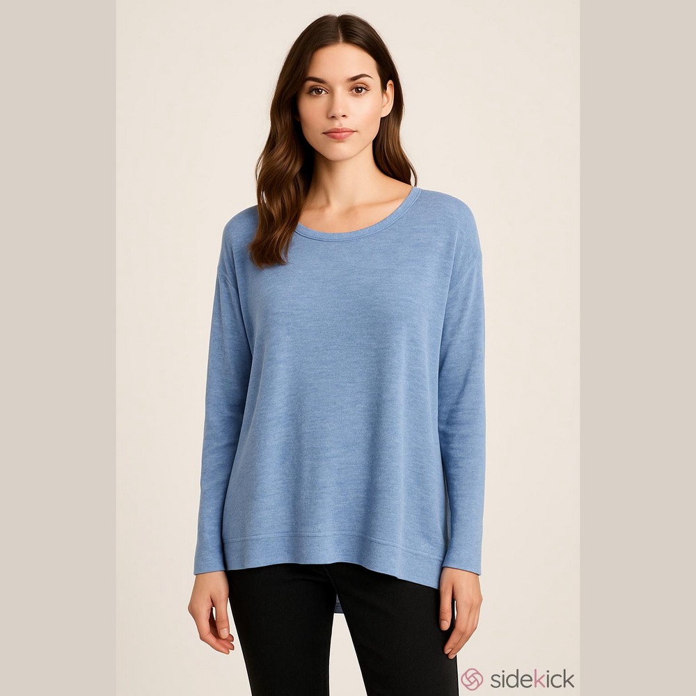 Eileen Fisher Tunic OVERSIZED Small Blue Linen Nylon Knobby Mesh Lagenlook